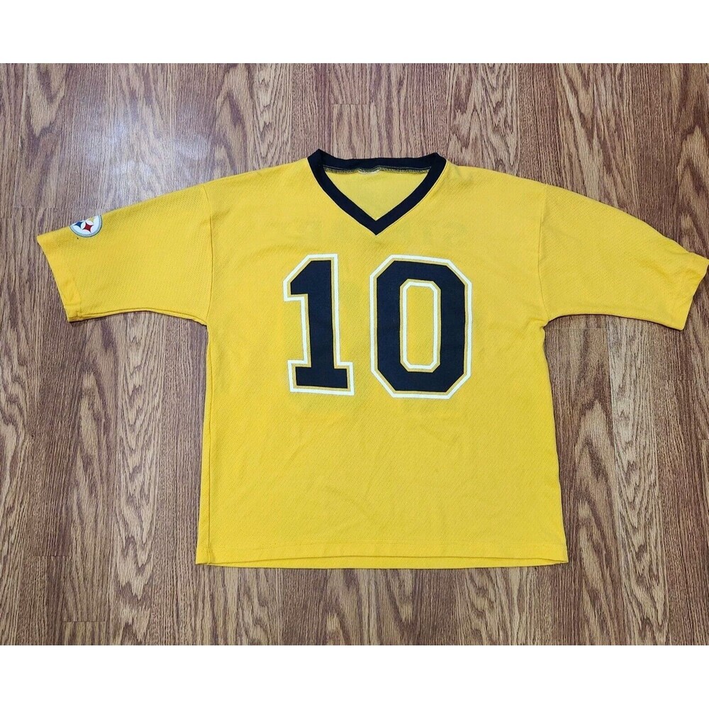 Vtg 10 Yellow 98" Logo Athletic Pittsburgh Steelers Stewart Football Jersey L/XL